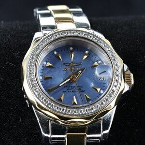 WOMENS INVICTA DIVER MODEL 3042 GENUINE DIAMOND BEZEL SWISS MOVEMENT MOP DIAL